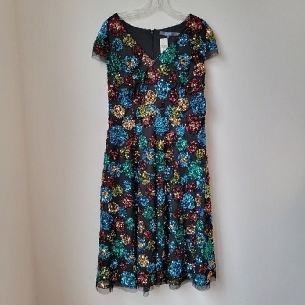NWT Anthropologie Eva Franco Multicolor Sequined Holiday Party Midi Dress - Picture 5 of 16